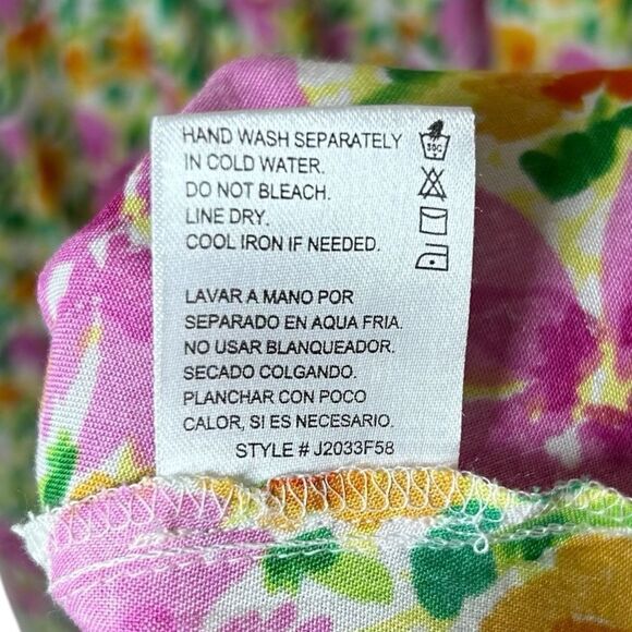 Patrons of Peace Malibu Floral Flowy Short Dress in IV Lime Flower Size XL - Picture 8 of 8